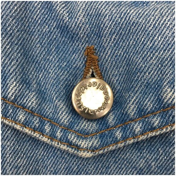 WRANGLER‎ Denim Jacket Mens Size 2XL Blue Indian Chief Native Hip Hop - Picture 6 of 8